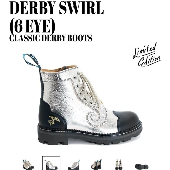 John Fluevog Limited Edition Platinum Derby Boots - Picture 4 of 16